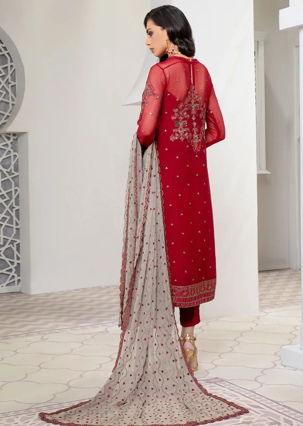 02 - Crimson - Unstitched - Pareesia Luxury Wear Collection by Zarif 2022