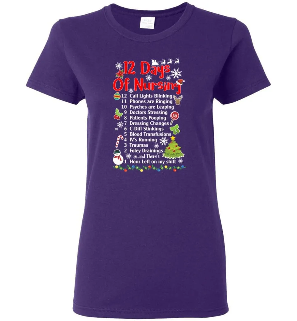 12 Days Of Nursing Christmas Gifts For Nurse Women T-Shirt