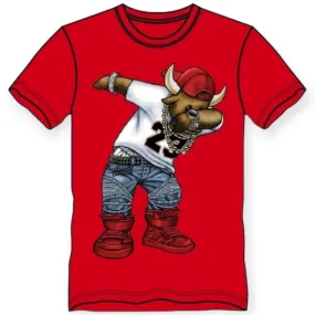 3Forty Inc Boys Dabbin Bull Tee (Red)