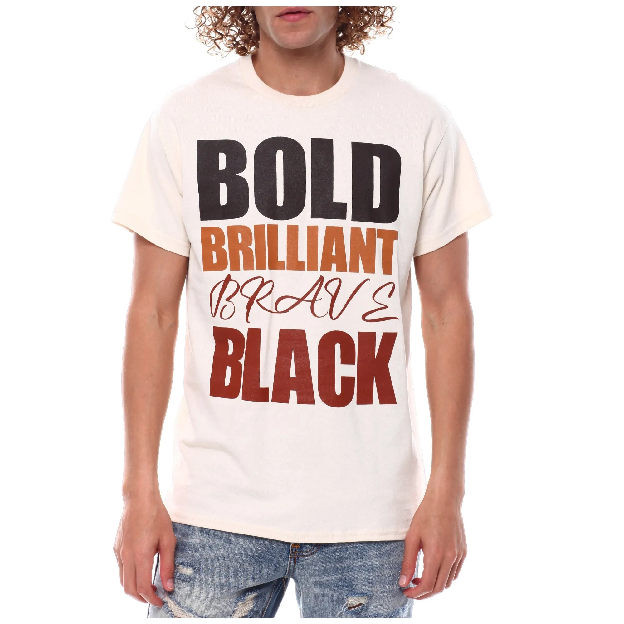 3Forty Inc Men Bold Brilliant Brave T-Shirt (Natural)