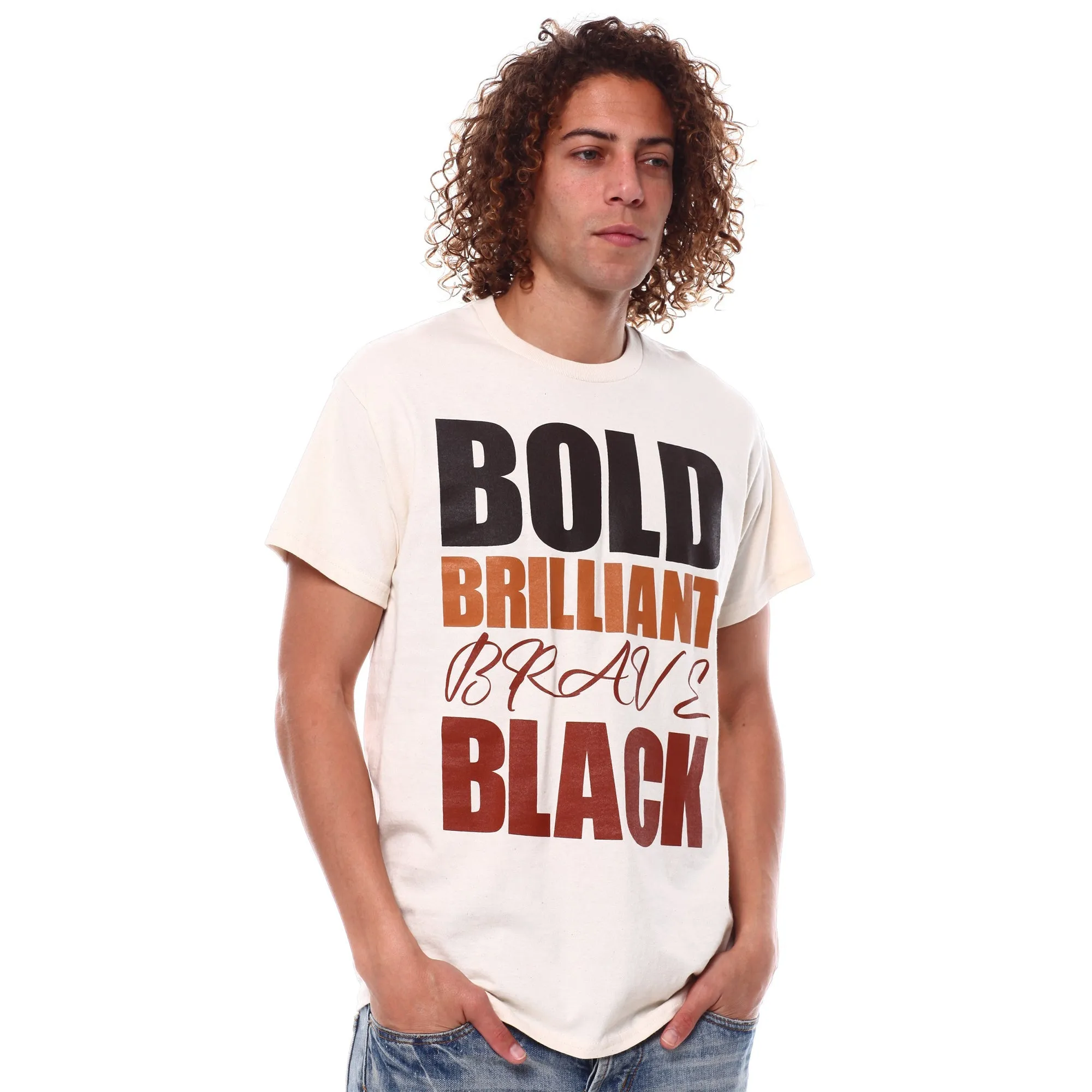 3Forty Inc Men Bold Brilliant Brave T-Shirt (Natural)