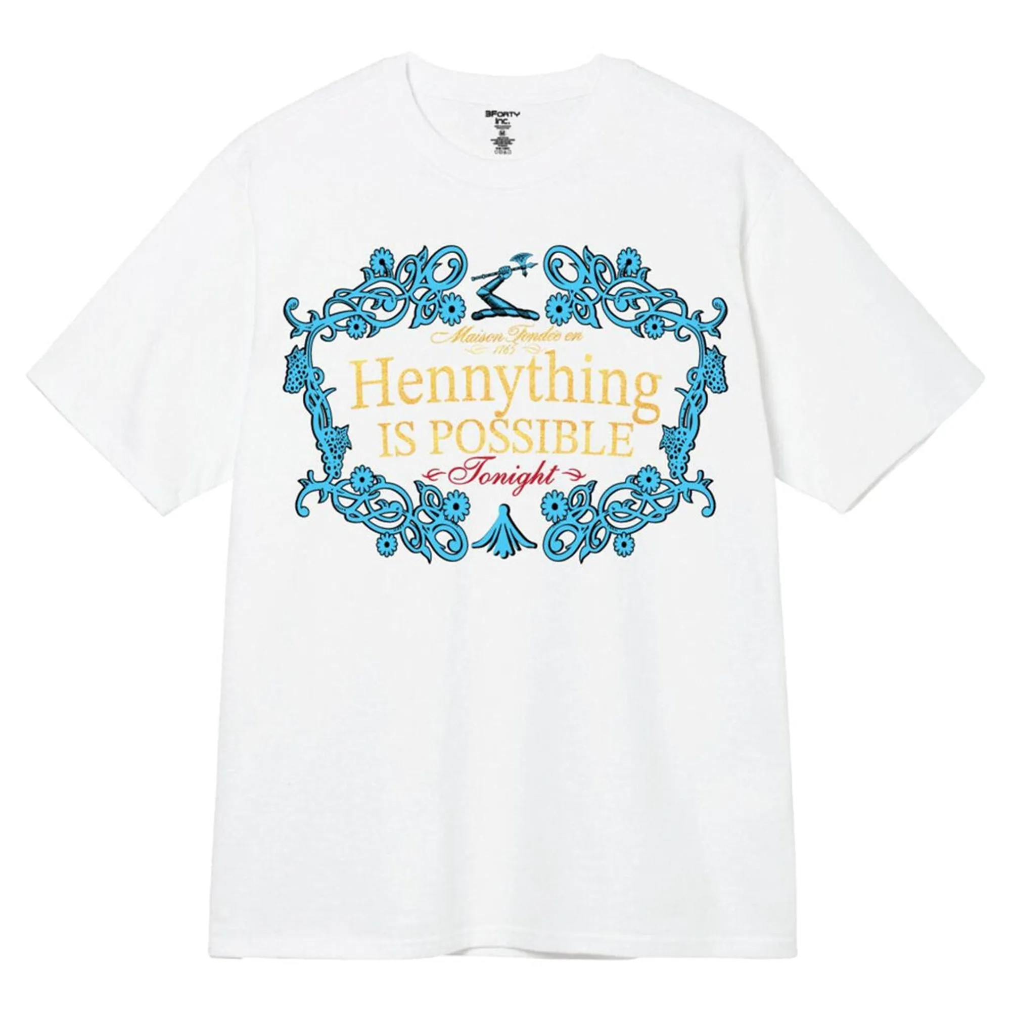 3Forty Inc Men Hennything is Possible T-Shirt (White Glitter)