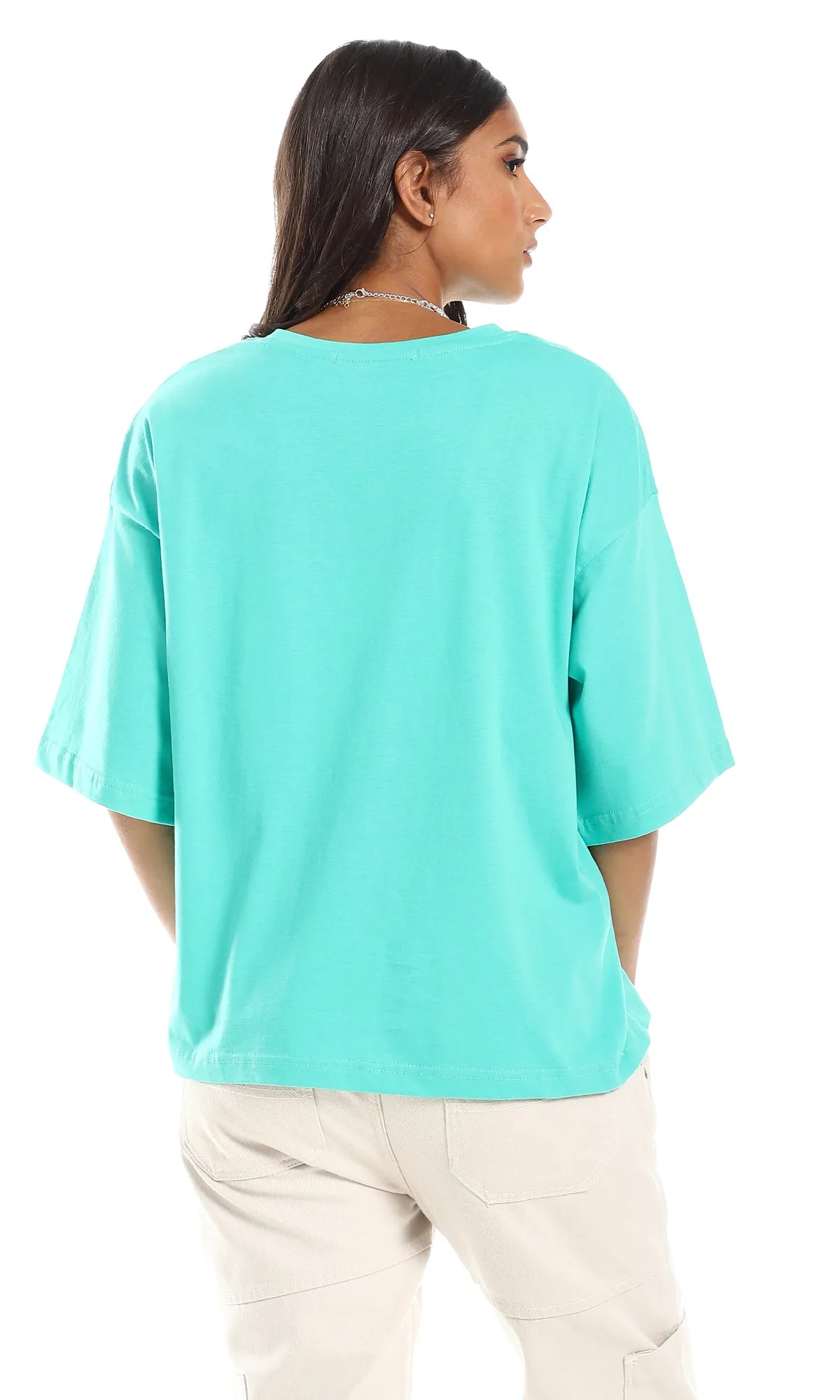 98834 Tiffany Green Slip On Short Sleeves Plain Tee