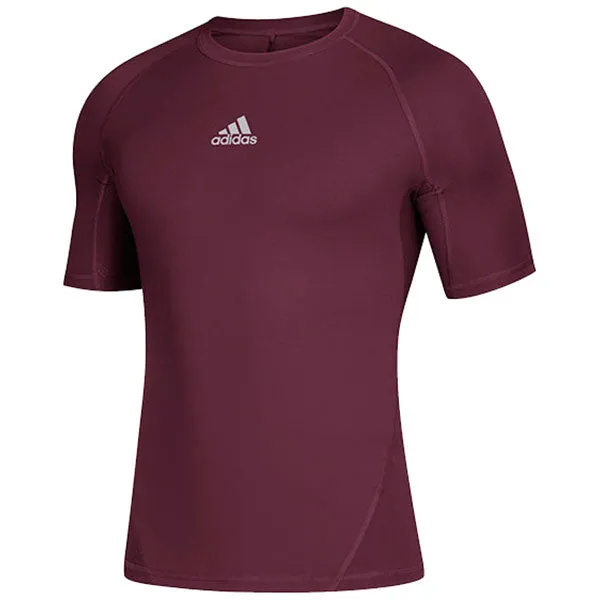 adidas Men's Maroon Alphaskin Short Sleeve Top