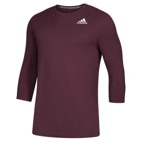 adidas Men's Maroon Fielder's Choice 2.0 3/4 Baselayer