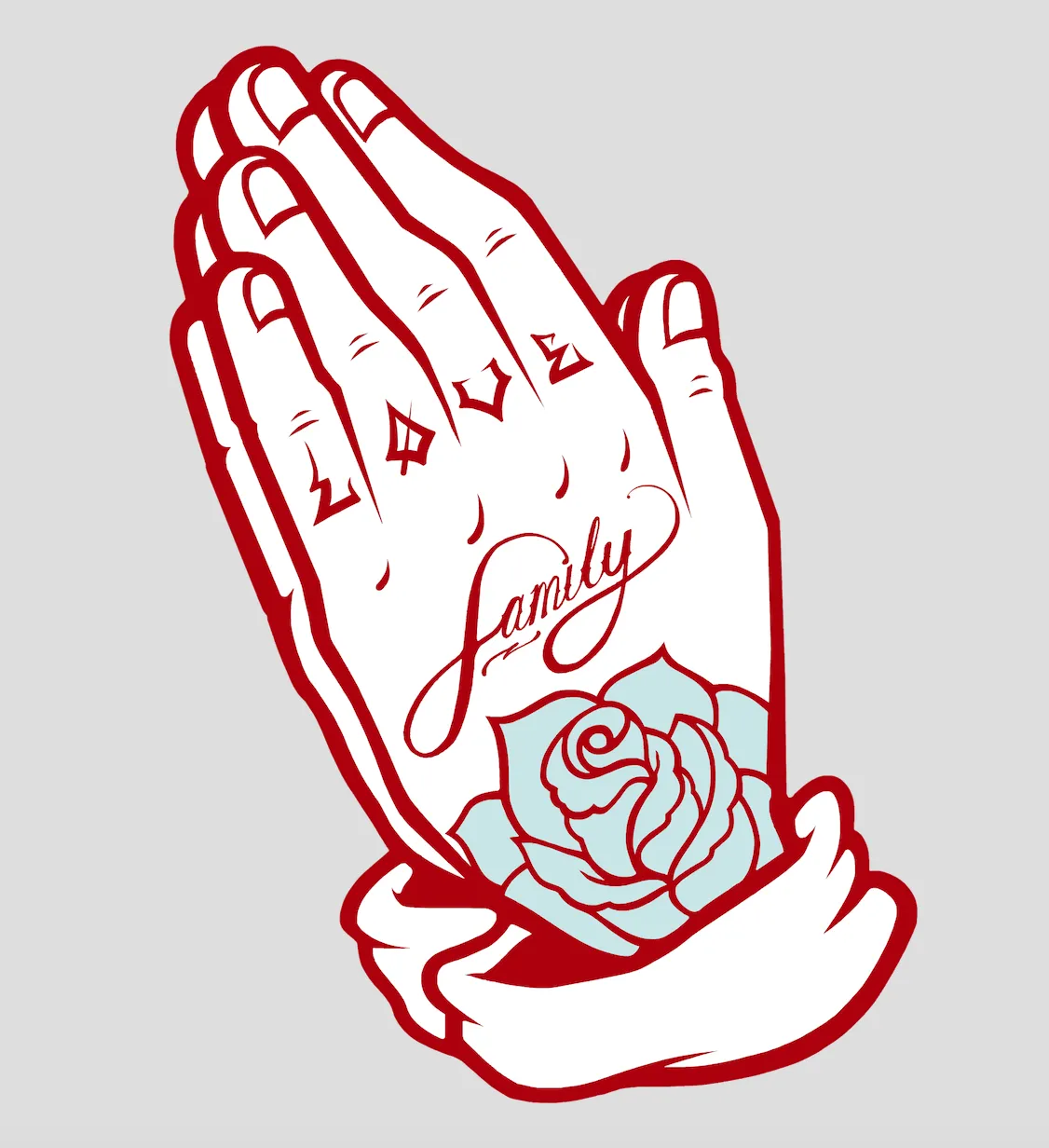 AF FRONT RED PRAYER HANDS WINO