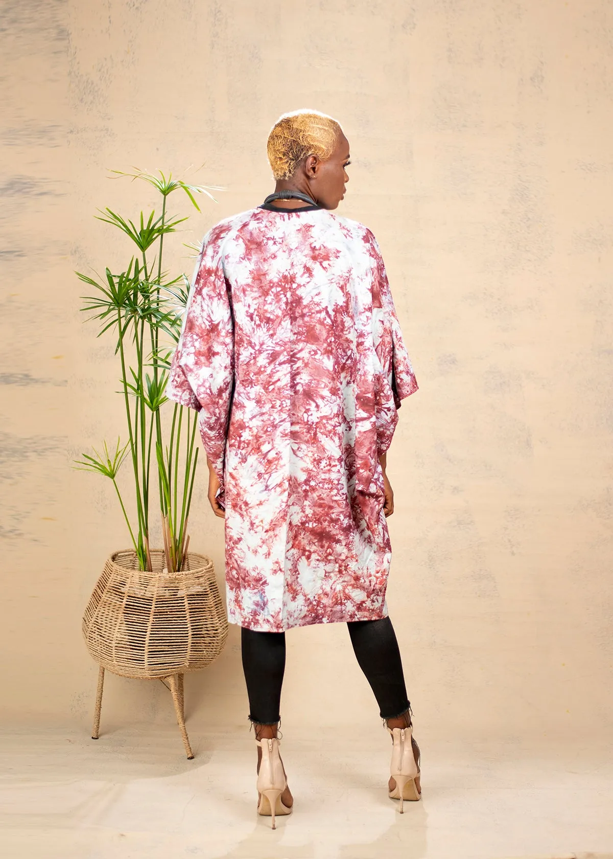 AIMAS Basan Purple Printed Adire Kimono