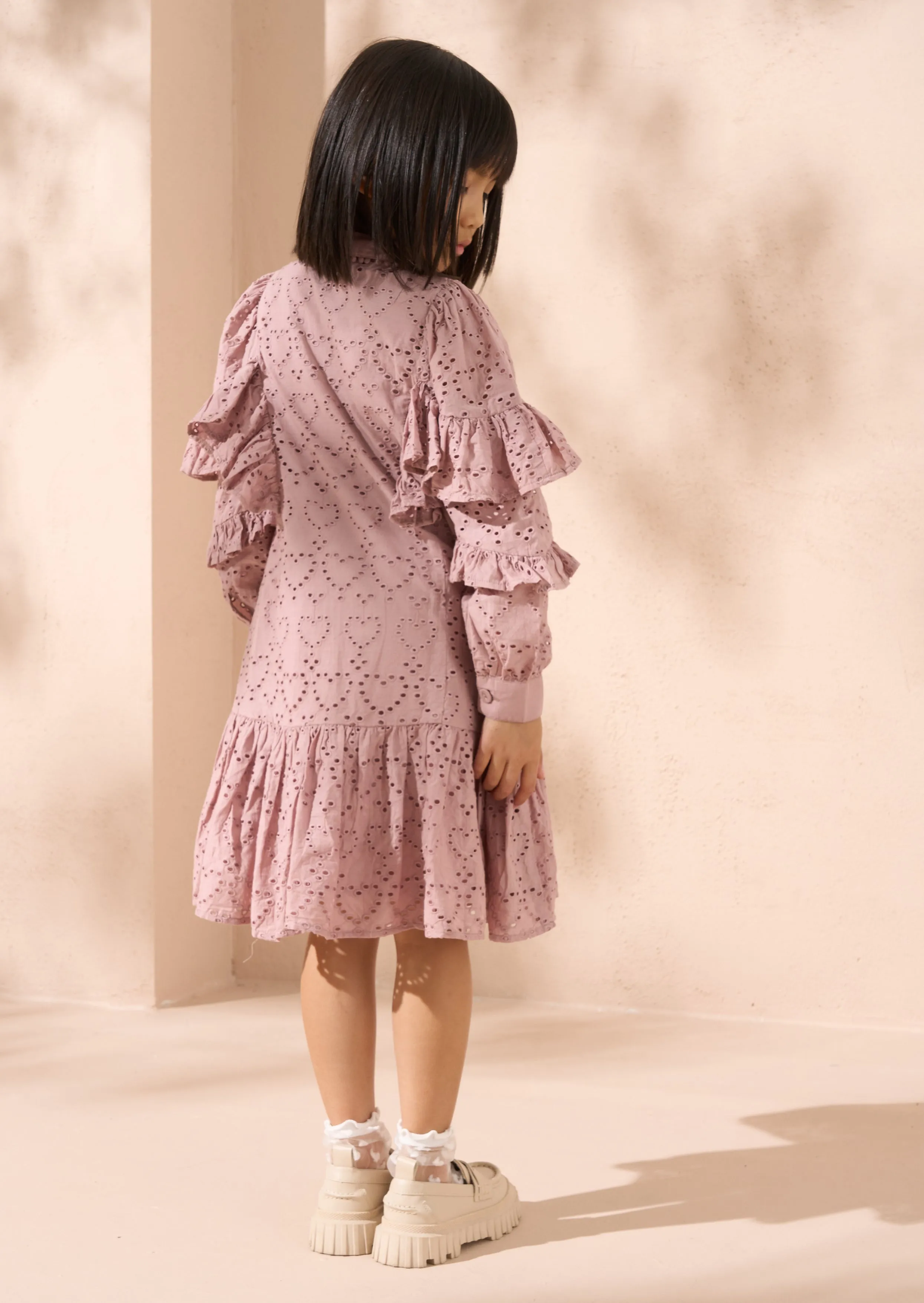 Amelie Orchid Broderie Shirt Dress