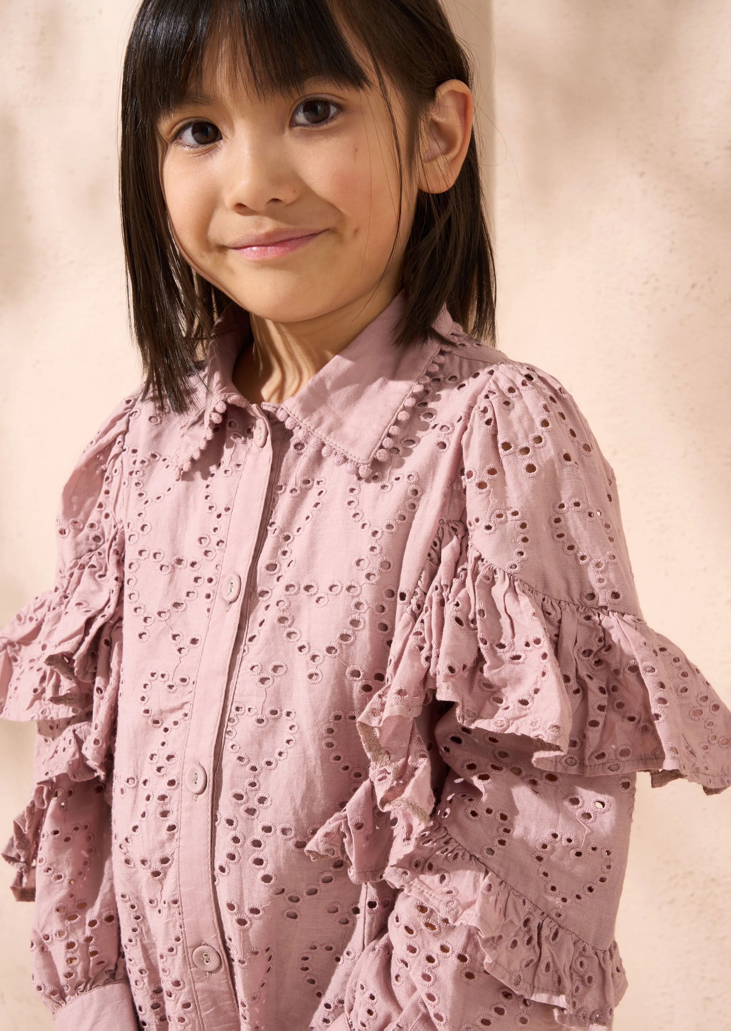 Amelie Orchid Broderie Shirt Dress