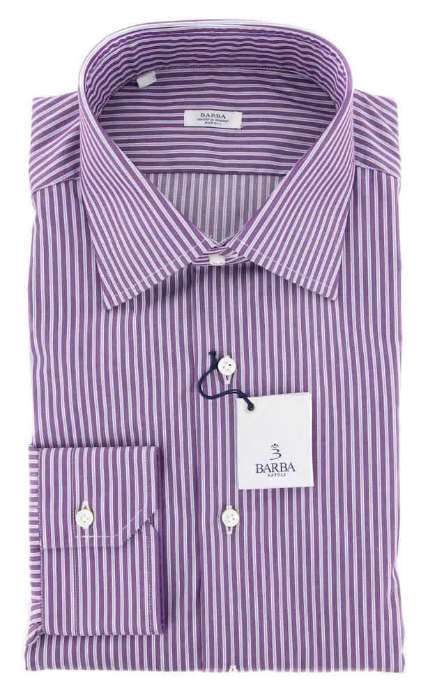 Barba Napoli Purple Shirt - Slim - 15 US / 38 EU