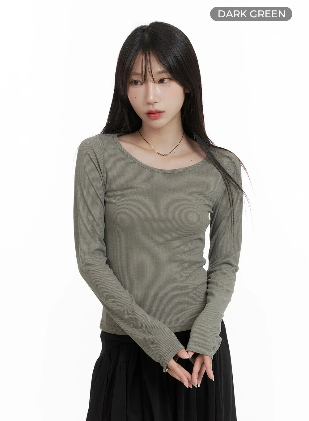 Basic U-Neck Long Sleeve T-Shirt CA404