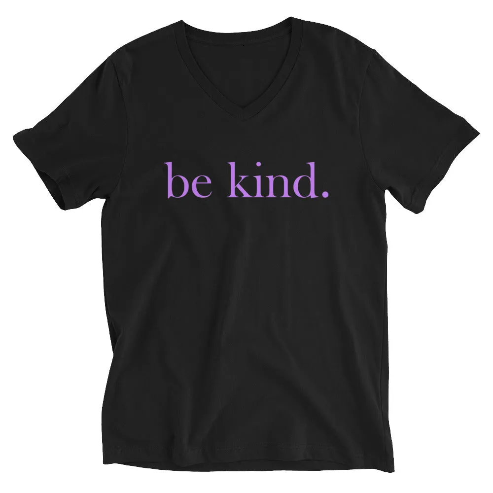 be kind. Light Purple V-Neck T-Shirt