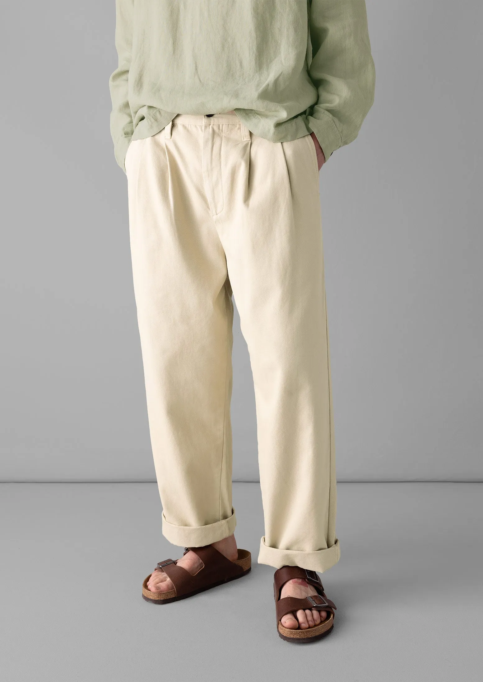 Bill Cotton Wide Leg Pants | Stone