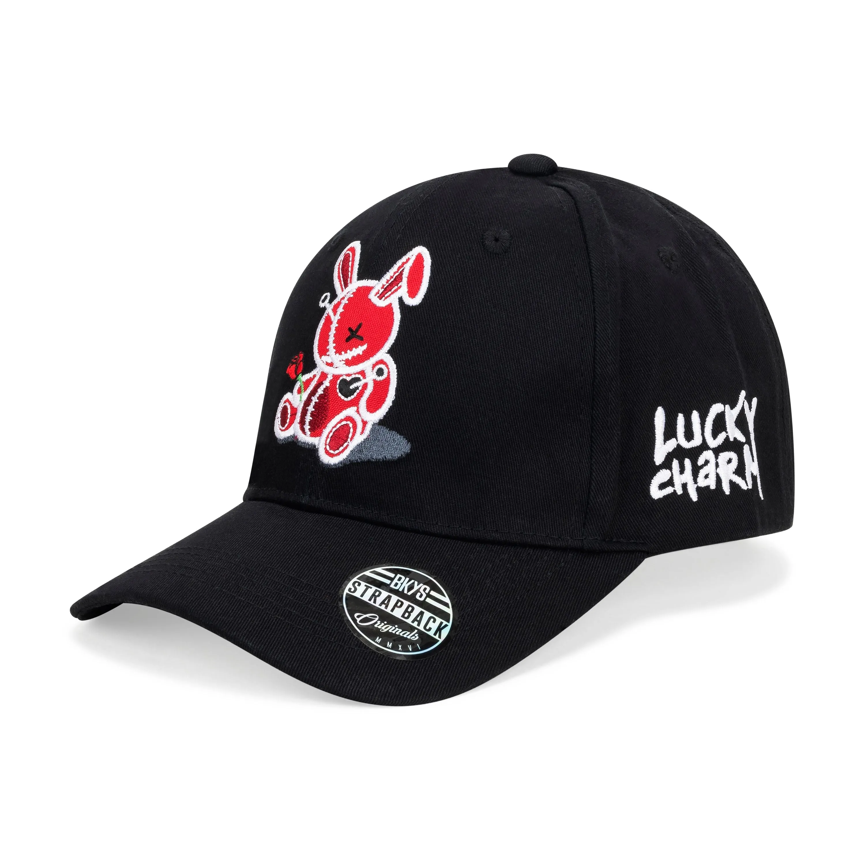 Black Keys Men Lucky Charm Trucker Hat (Black Red White)