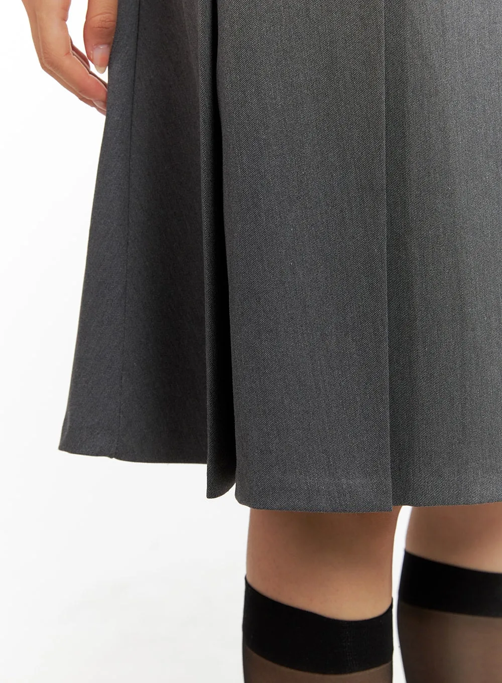 Box Pleated Midi Skirt CA404