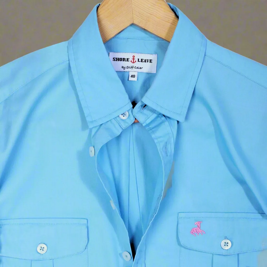 Breeze Blue Twill Enzyme Washed Texas Shirt