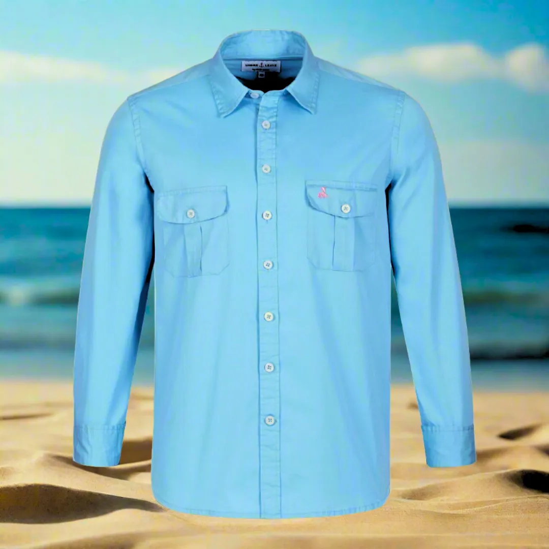 Breeze Blue Twill Enzyme Washed Texas Shirt