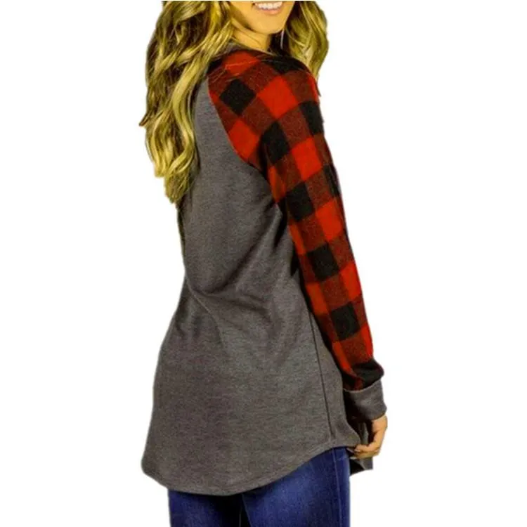 Buffalo Check Raglan Tunic-Length Tee