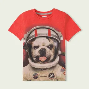 C1593 FF Pupstrong Astronaut Red T-Shirt