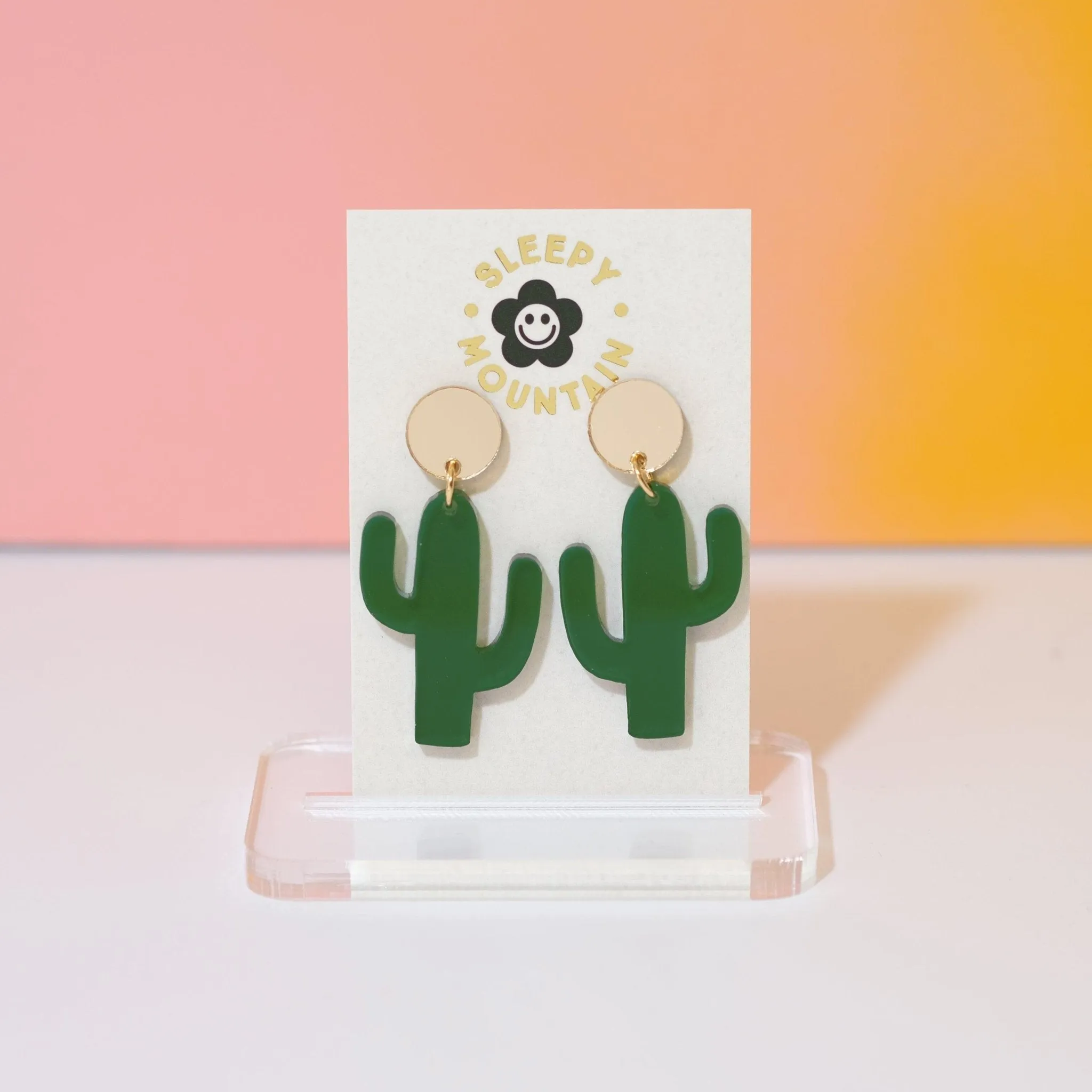 Cactus Earrings - Green Dangle Earrings