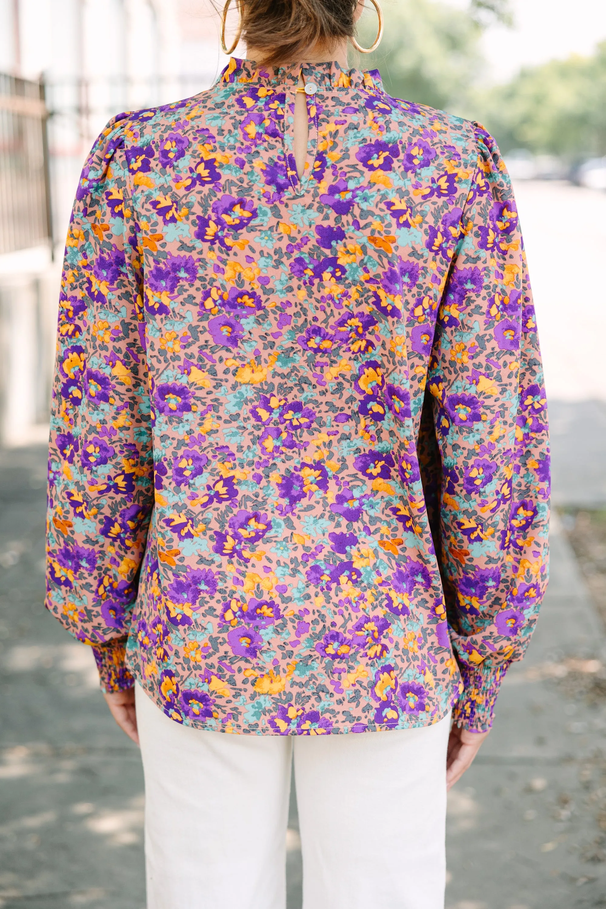 Can't Change Purple Ditsy Floral Blouse