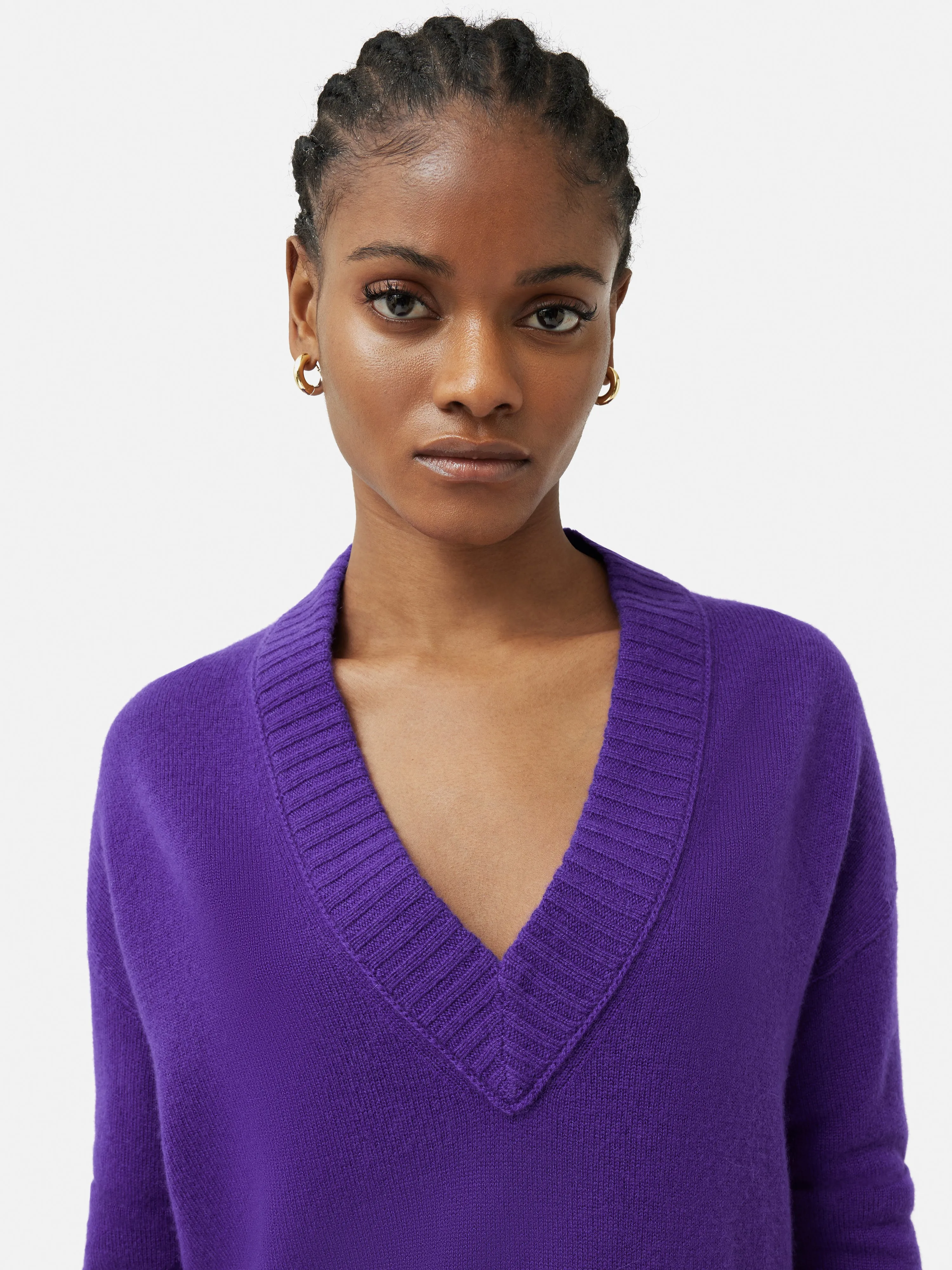 Cloud Cashmere V Neck Jumper | Purple