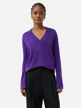 Cloud Cashmere V Neck Jumper | Purple