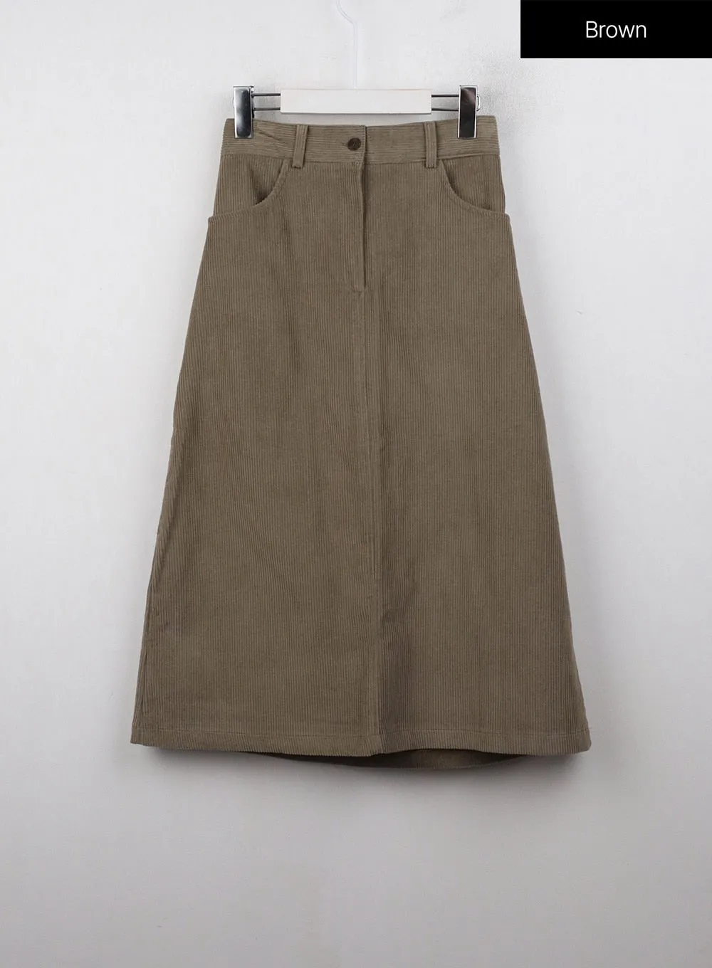 Corduroy Mid Waist Maxi Skirt OJ415