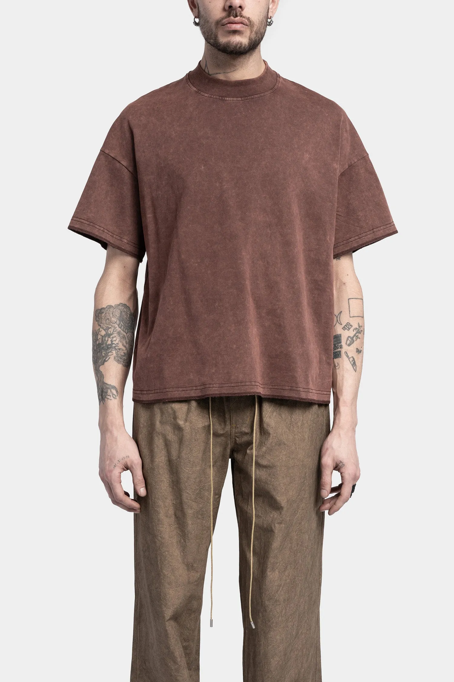 Crewneck oversized T-shirt, Sahara red