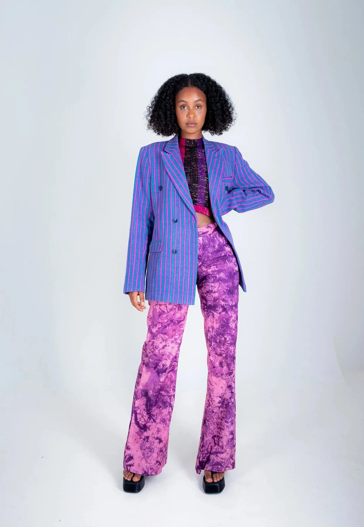 Djedje I Tailor Fitted Flare Cut Pant - Purple