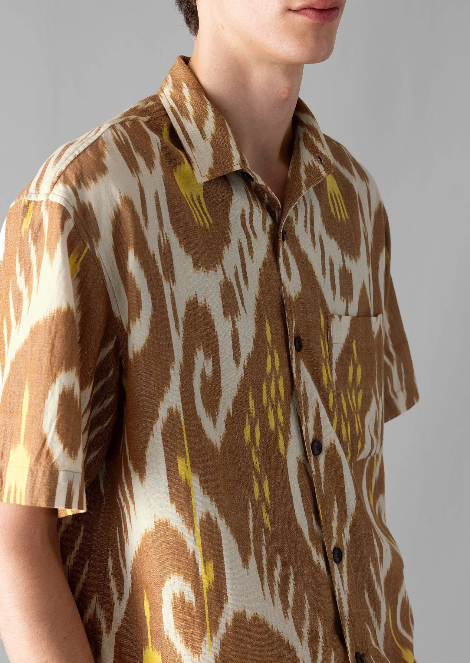 Dropped Shoulder Ikat Shirt | Brick