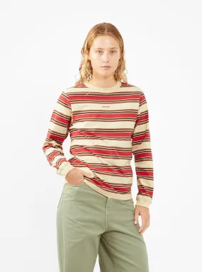 Embroidered T-shirt Beige & Red Stripe