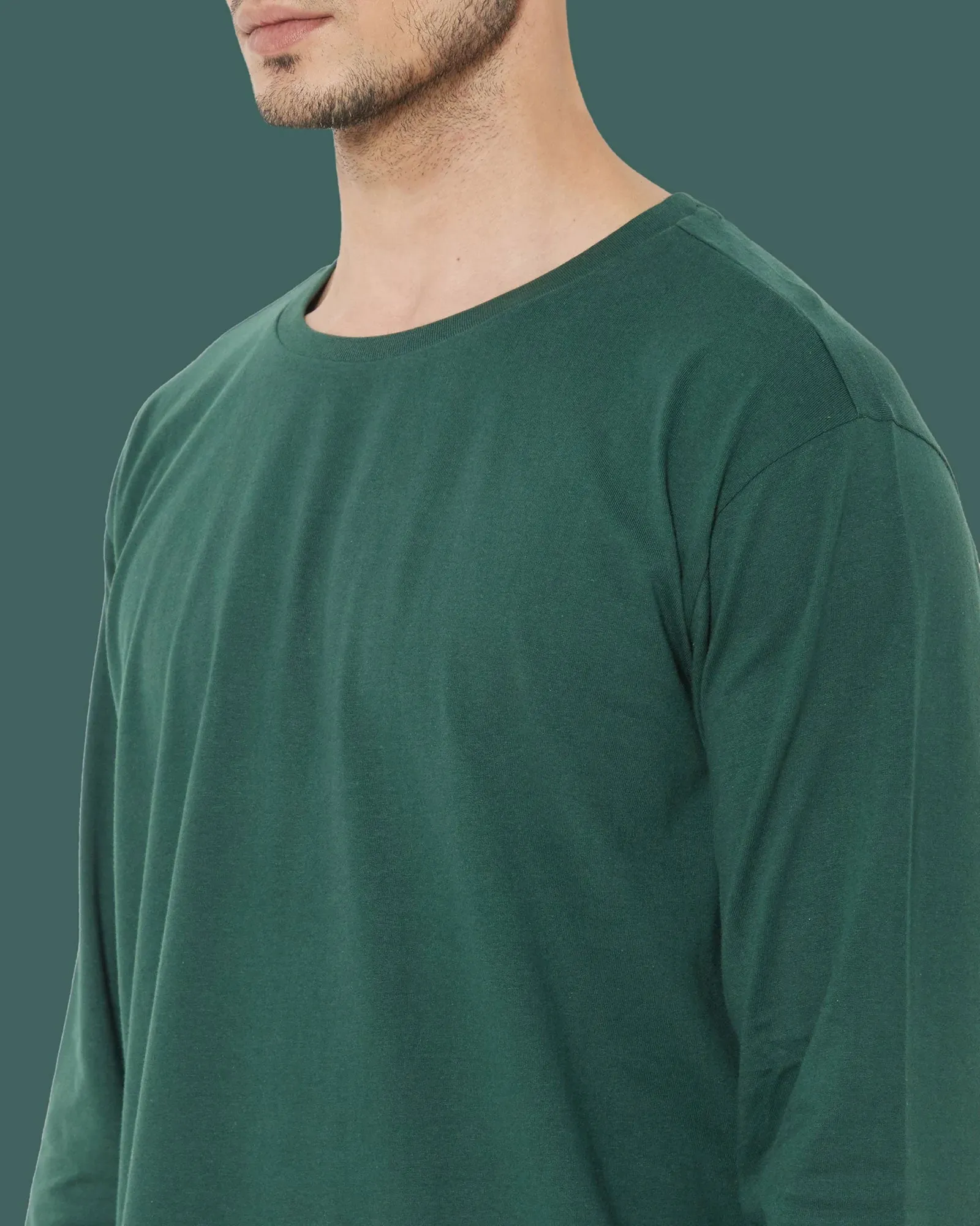 Full Sleeves Crew Neck: Emerald Green