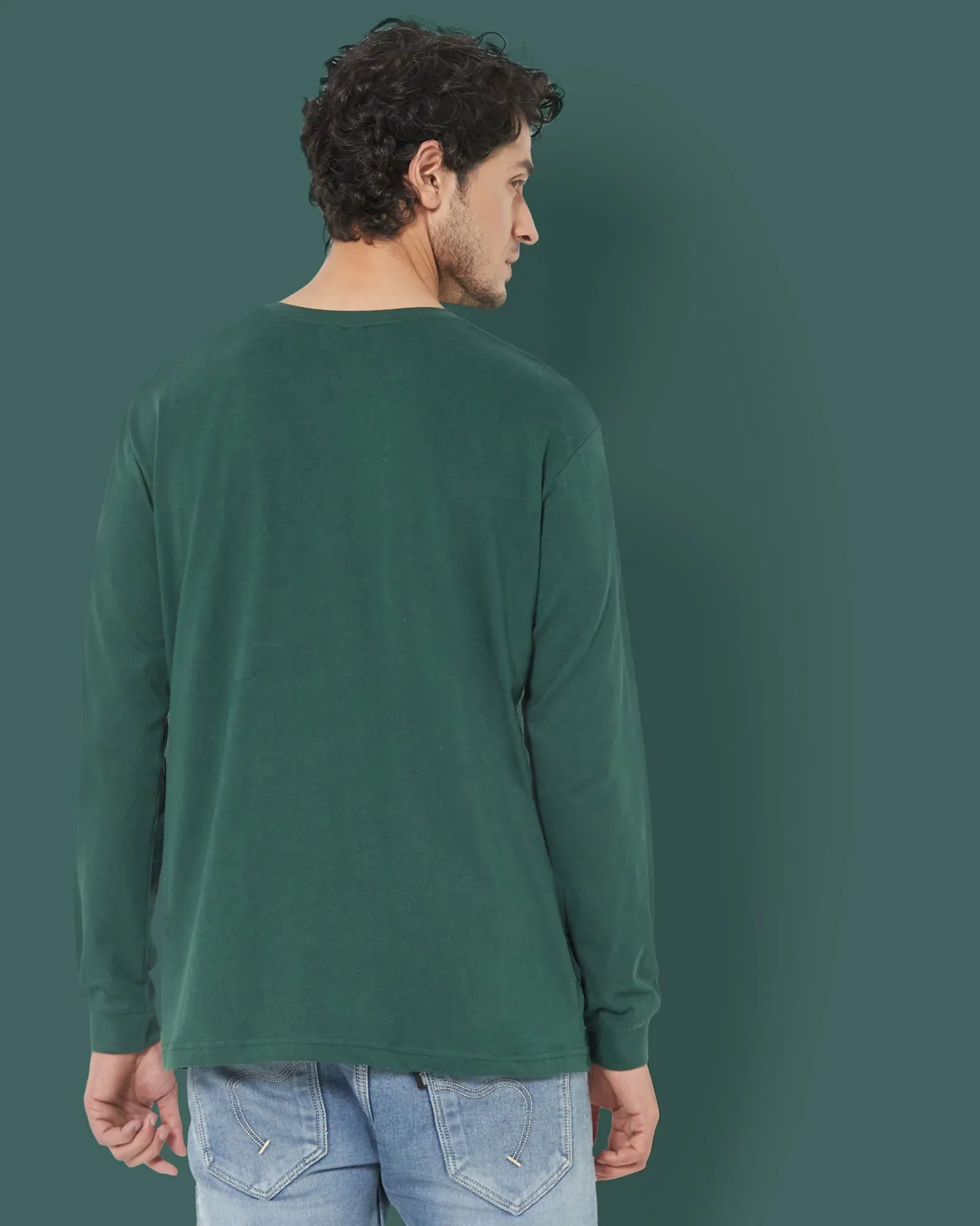 Full Sleeves Crew Neck: Emerald Green