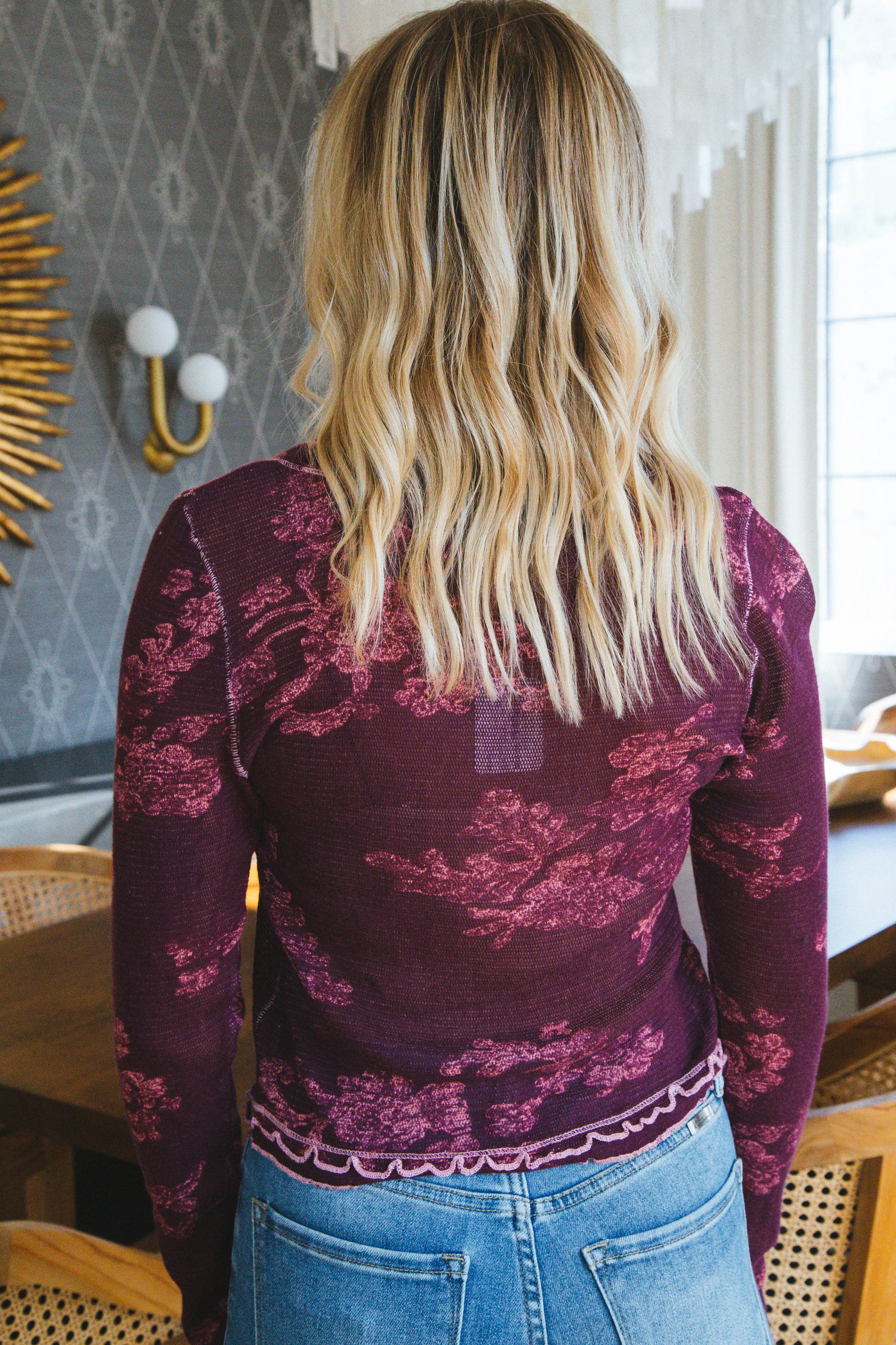 Garner Long Sleeve Tee, Berry Combo | Free People