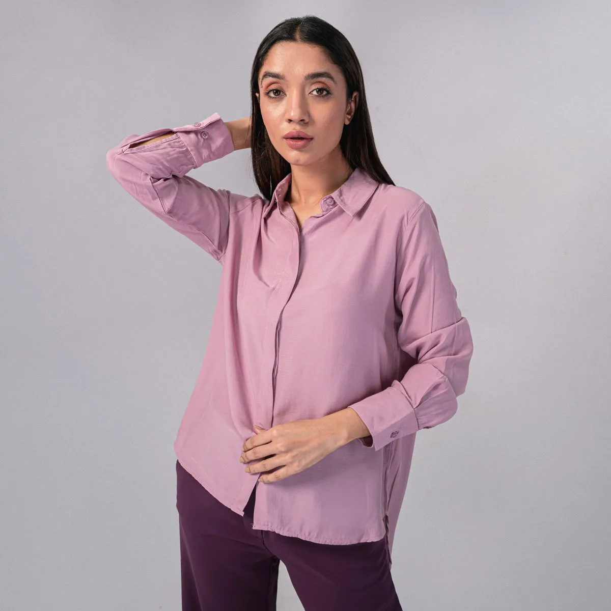 Georgette Plain Regular Shirt - HSSW3230010