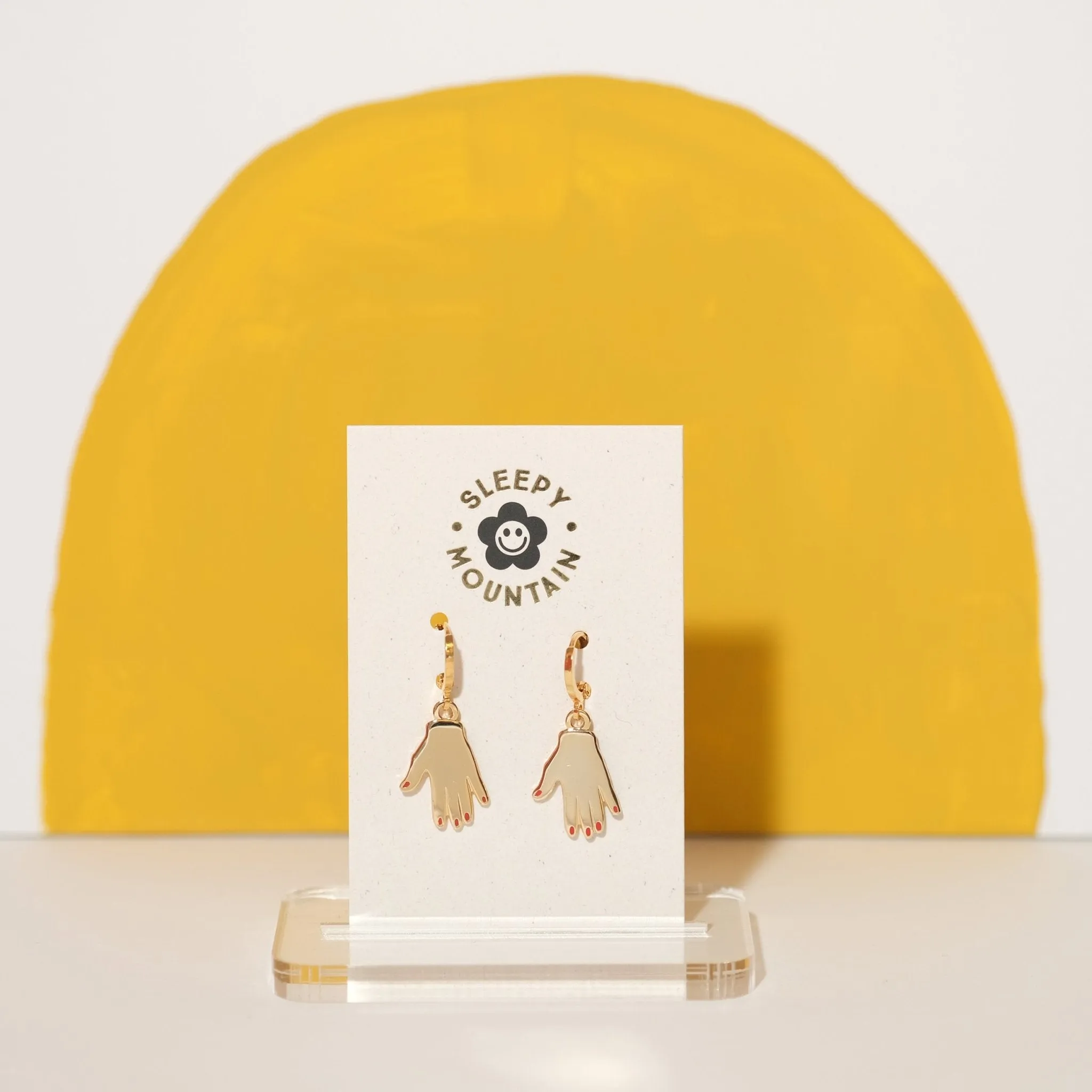 Gold Hands Huggie Hoop Earrings