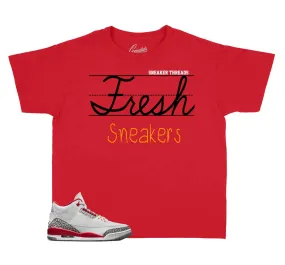 Kids - Retro 3 Cardinal Red Fresh Sneakers Shirt