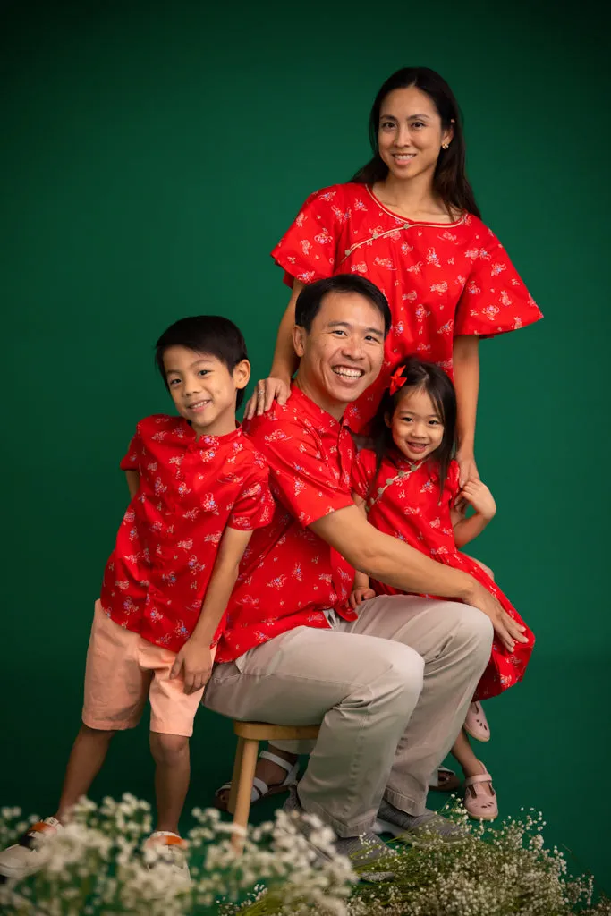 Ladies Cheongsam Top - Red Mandarin Ducks