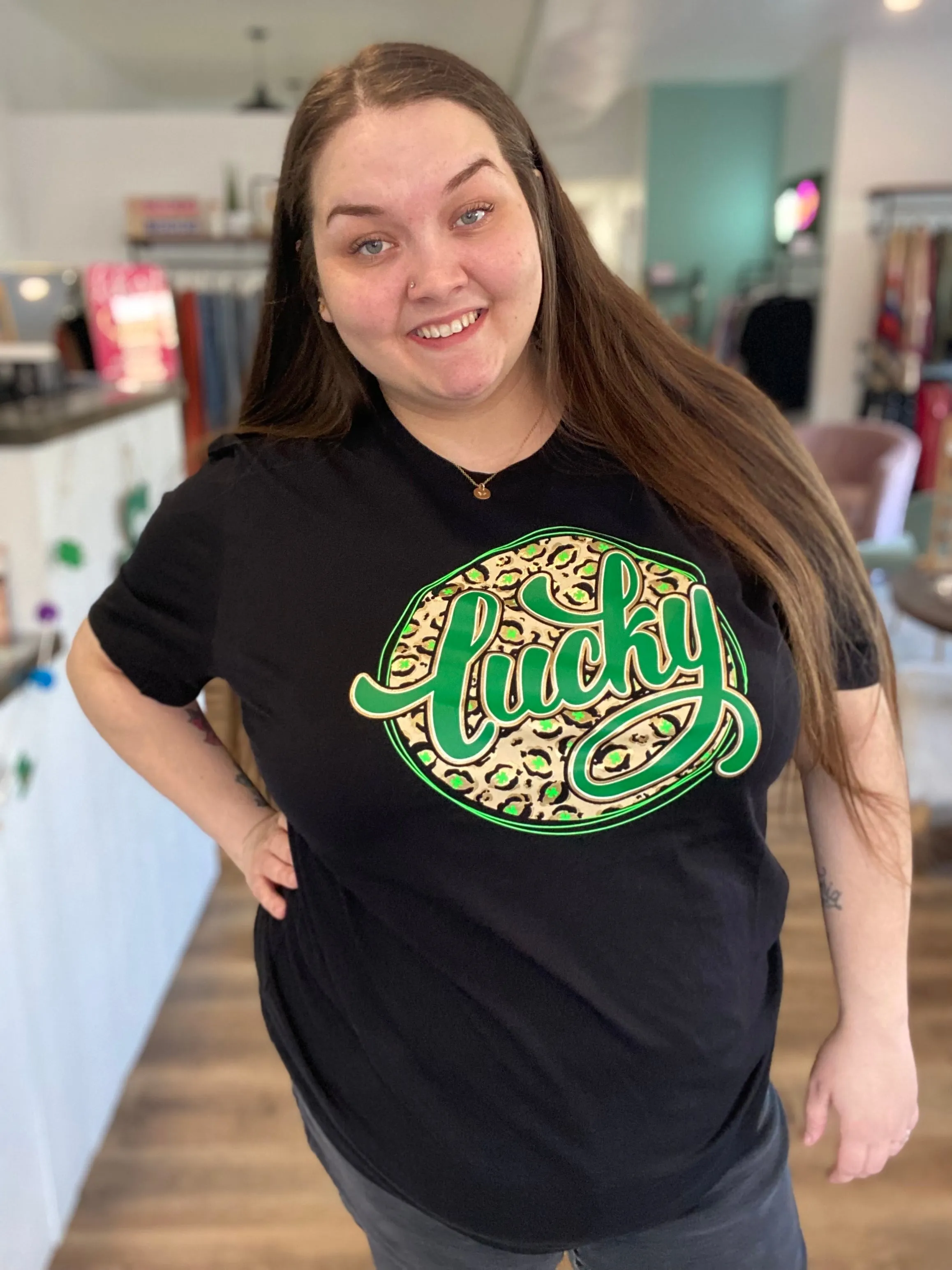 Lucky Leopard and Gold St Patrick's Day Graphic Tee