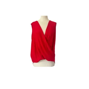 Mango Red Front Cross-over Sleeveless Top | Gently Used |