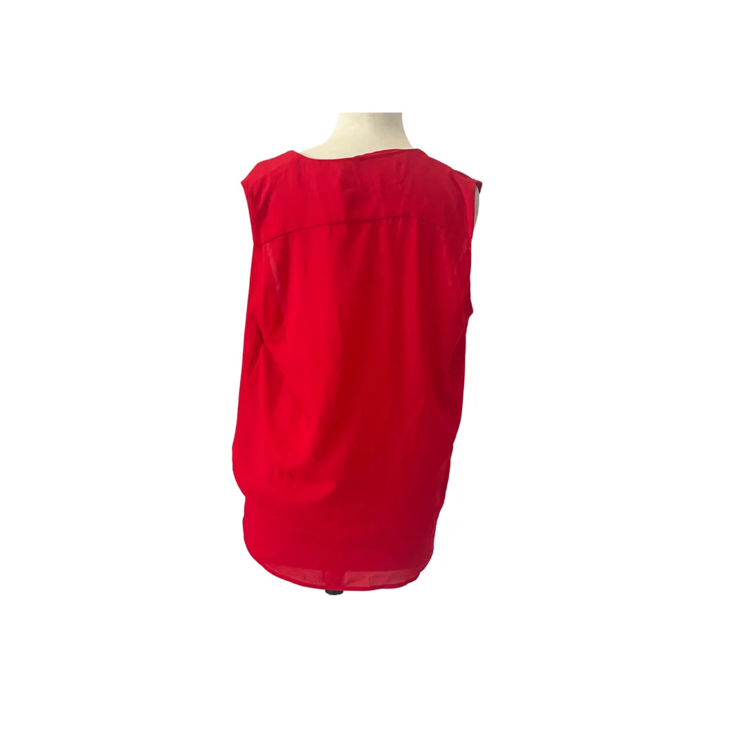 Mango Red Front Cross-over Sleeveless Top | Gently Used |