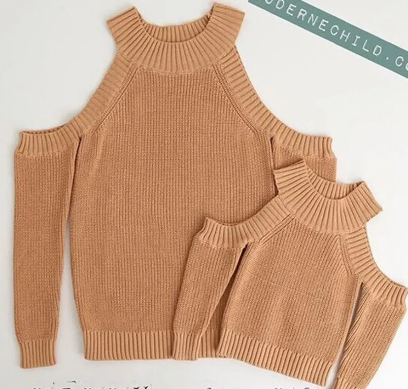 ME & MOMMY: SWEATER KHAKI BROWN OFF SHOULDER CUTIE (KID ONLY)