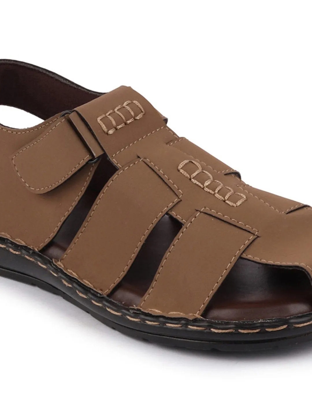 Men Brown Casual Speed Laces Fishermen Sandals