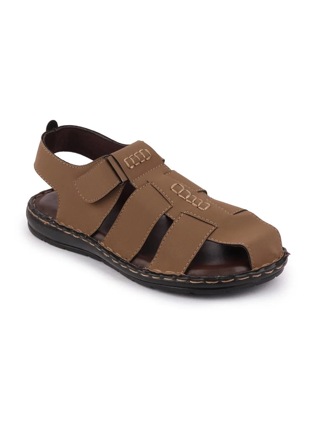 Men Brown Casual Speed Laces Fishermen Sandals