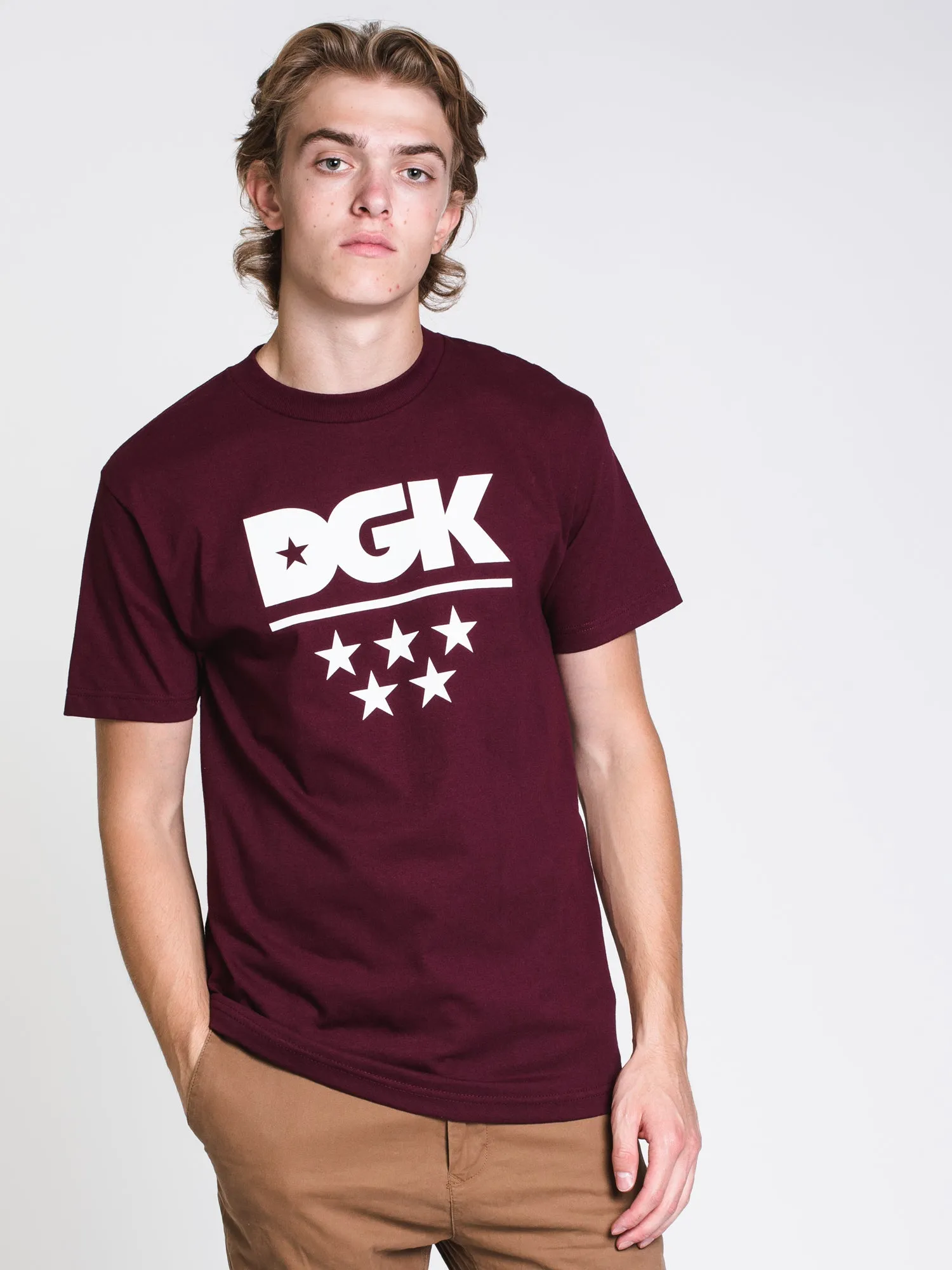 MENS DGK ALL STAR SHORT SLEEVET-SHIRT- BURGUNDY - CLEARANCE