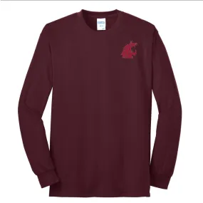 Mens Maroon Long sleeve T-Shirt Embroidered Logo