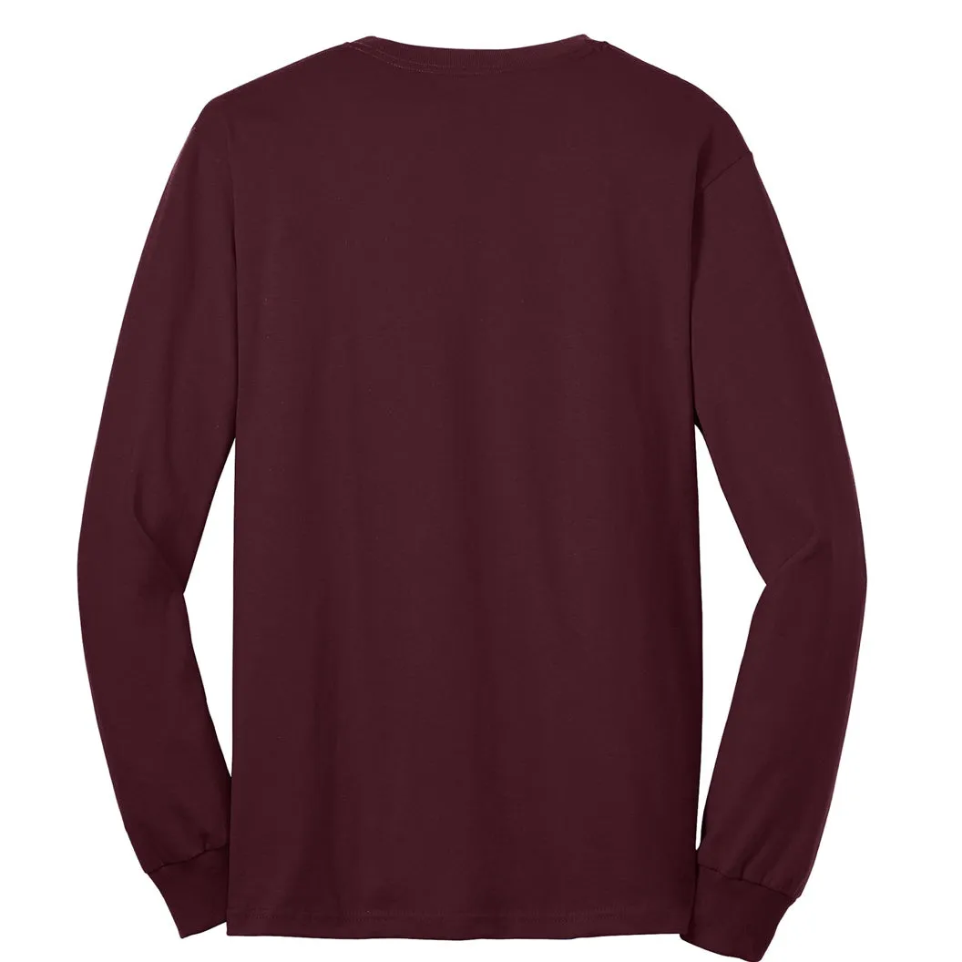 Mens Maroon Long sleeve T-Shirt Embroidered Logo