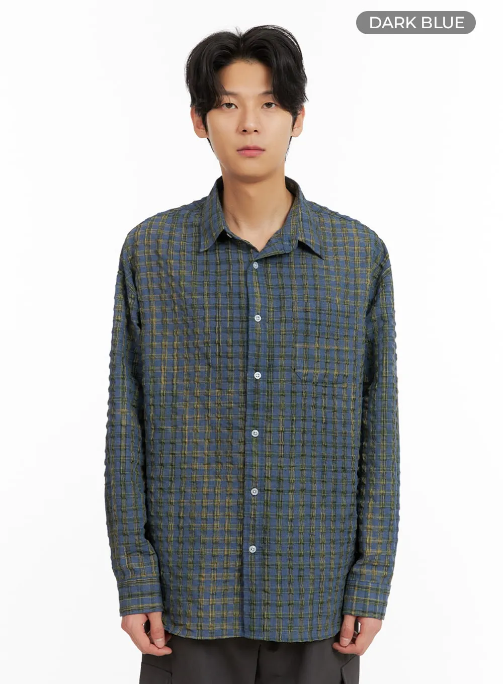 Men's Plaid Textured Shirt IA402