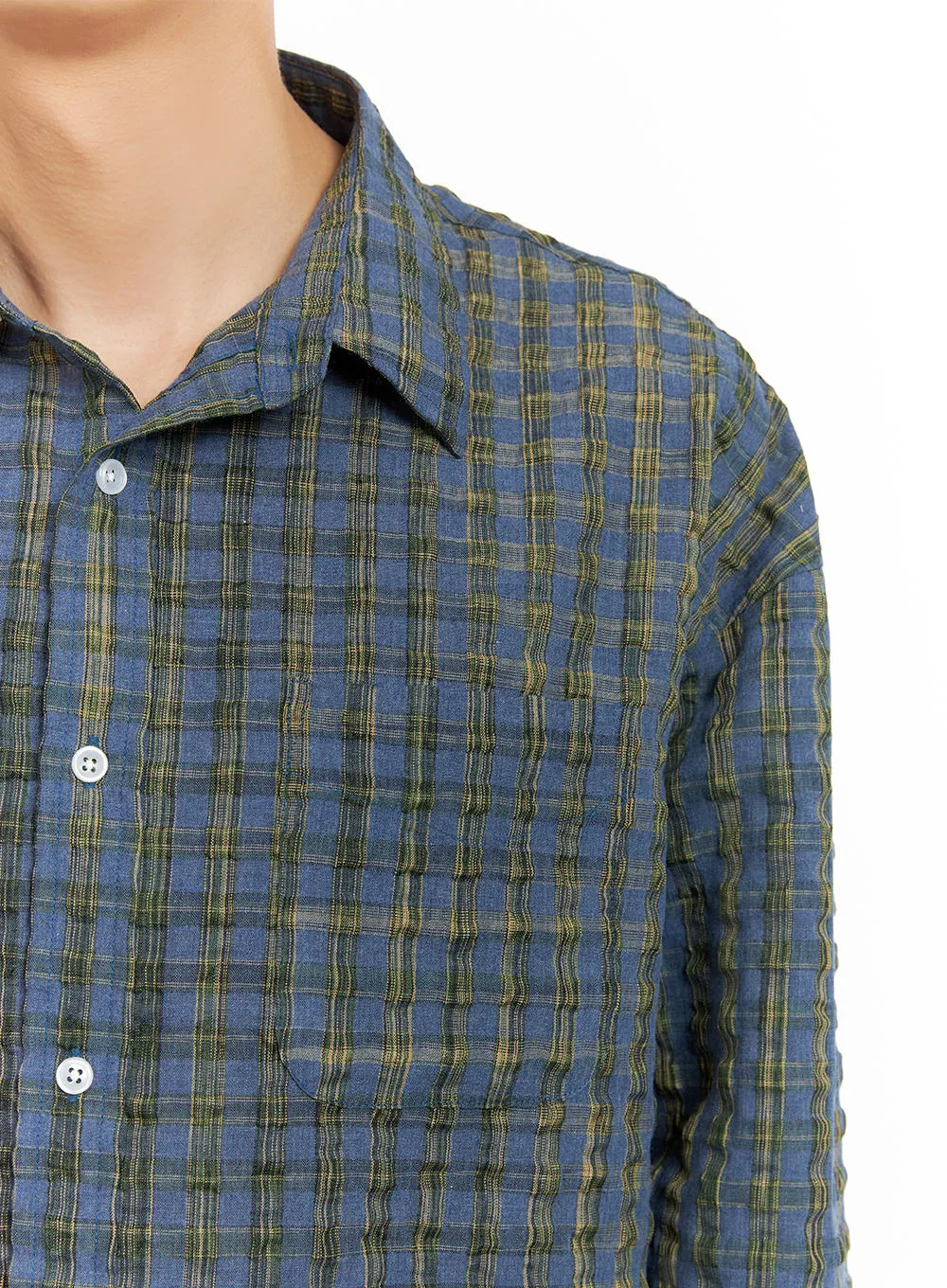 Men's Plaid Textured Shirt IA402